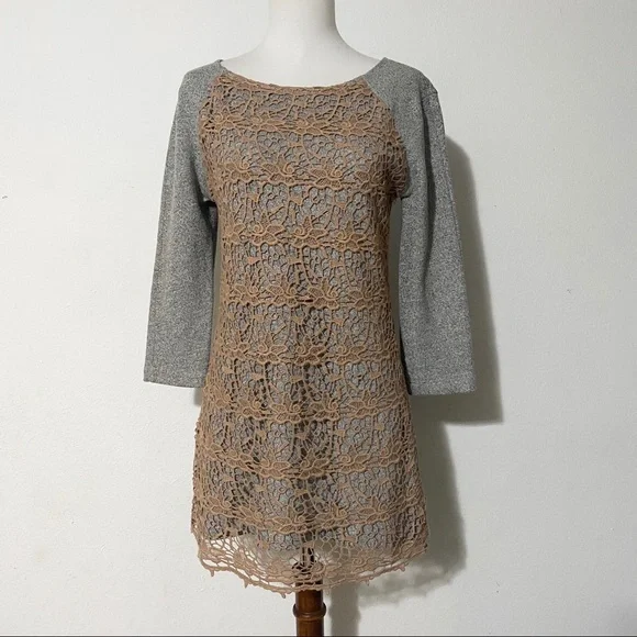 ANTHROPOLOGIE Dolan Lace Sweater Mini Dress - Picture 1 of 7